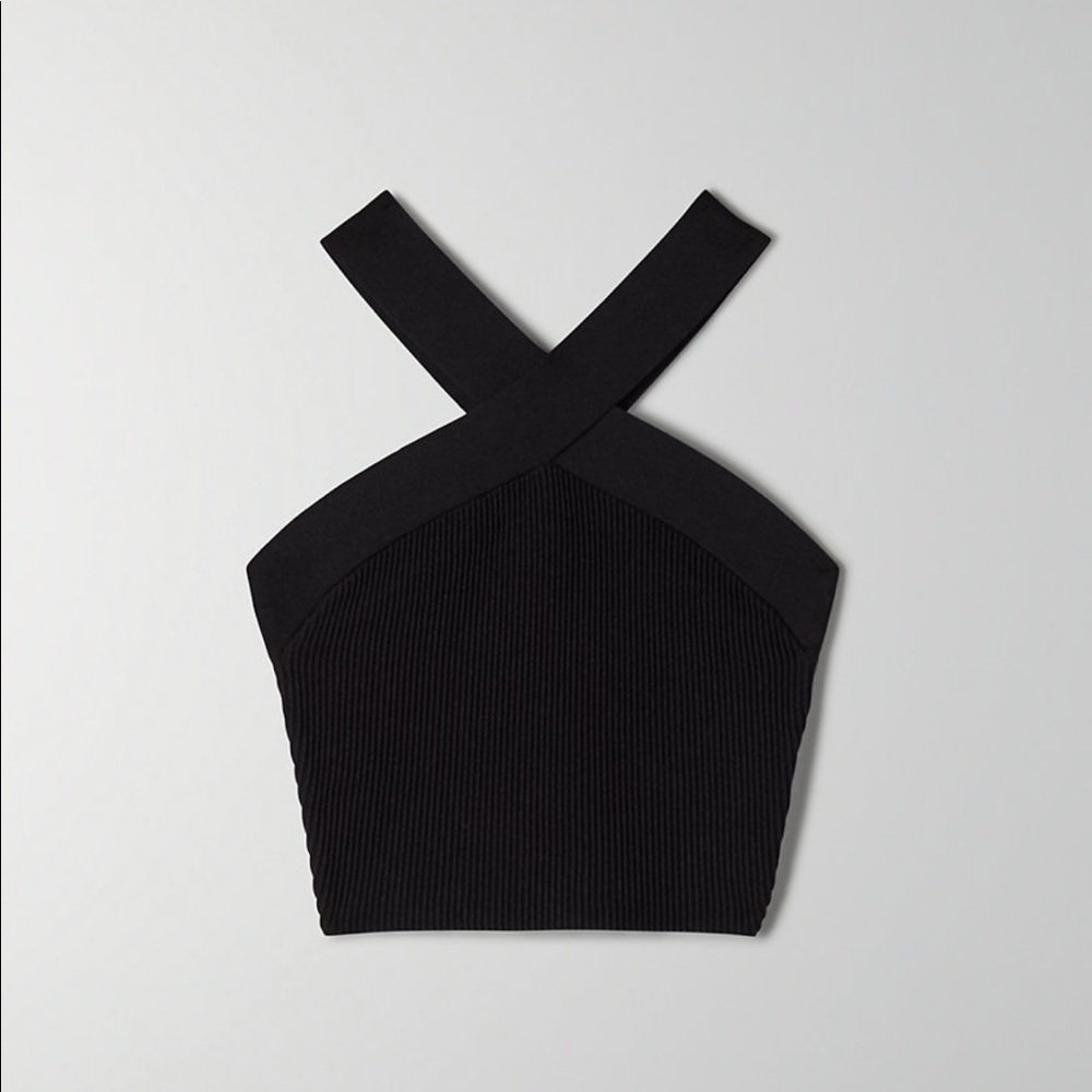 Babaton sculpt knit criss cross tank - size Medium / black
